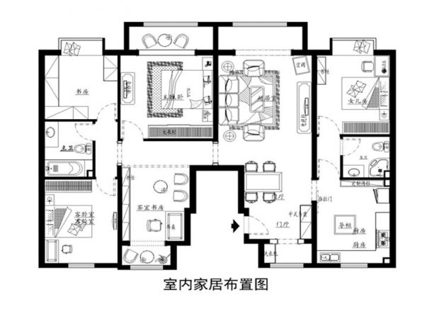 铁建山语城160平新古典风格案例效果图设计