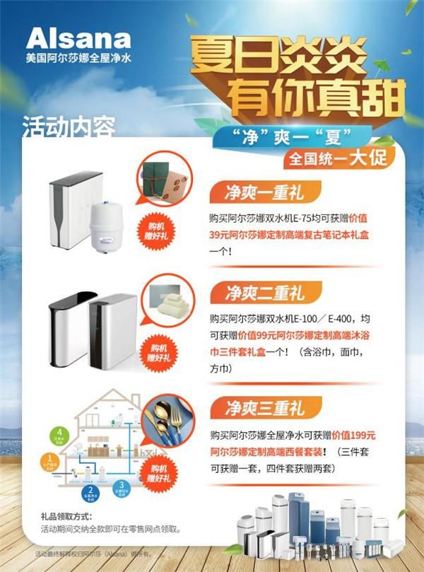 “净”爽一“夏”！美国阿尔莎娜全屋净水全国统一大促火爆来袭