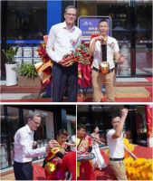 金师起舞，礼炮齐鸣！西卡集团领导一行莅临铃鹿石纹外墙佛山专卖店开业仪式！