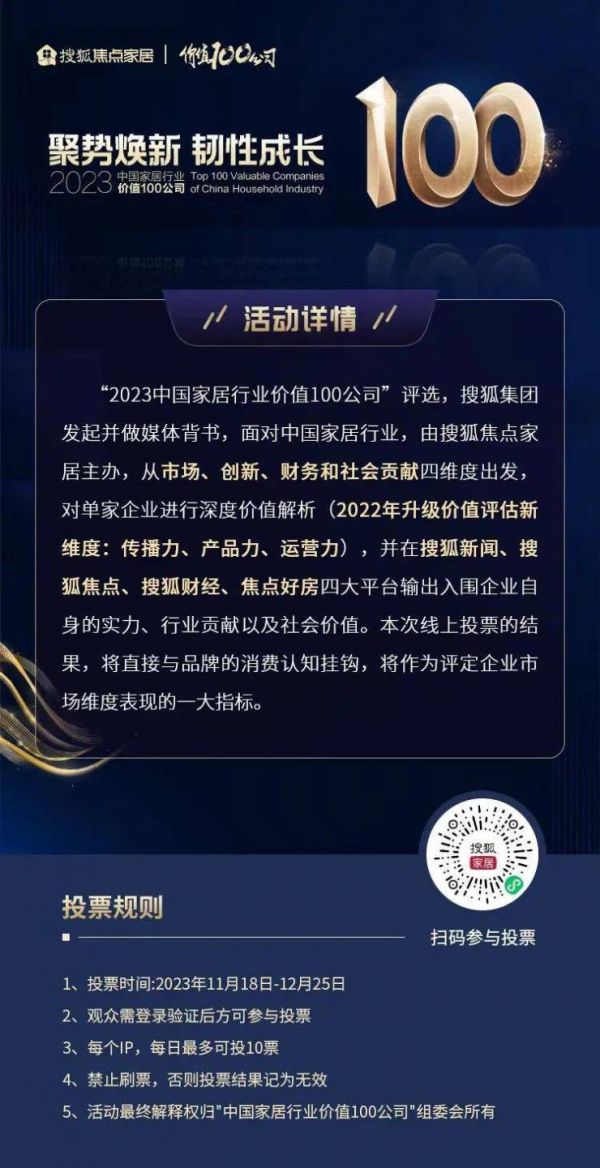 “2023中国家居行业价值100公司”线上投票正式开启