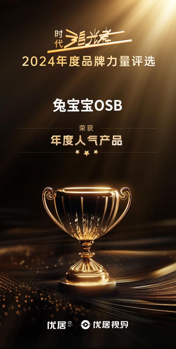 时代追光者·2024年度品牌力量评选榜单公布 兔宝宝荣获“2024年度人气产品奖”