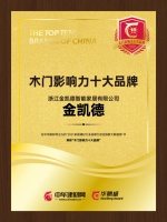 金凯德斩获“2021木门影响力十大品牌”